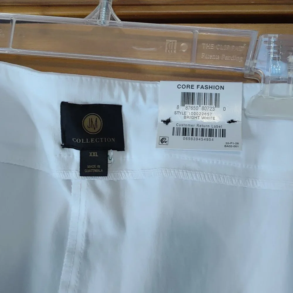 JM Collection Women's Bright White Capris w/Lace at Hem, XXL - Picture 4 of 4